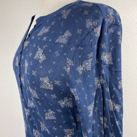 Liz Claiborne Navy Half Button Down Top Size M EUC - Picture 4 of 7